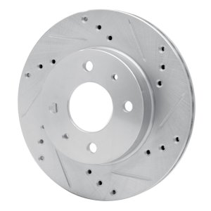 Nissan TSURU Brake Rotor (1) - Front Right - R1 Concepts - Drilled & Slotted - Silver - `86-`17